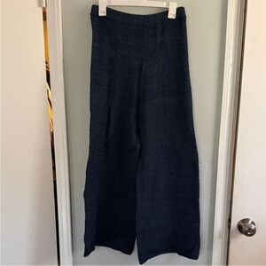 Free people Navy Knitted Wide-Leg Pants
